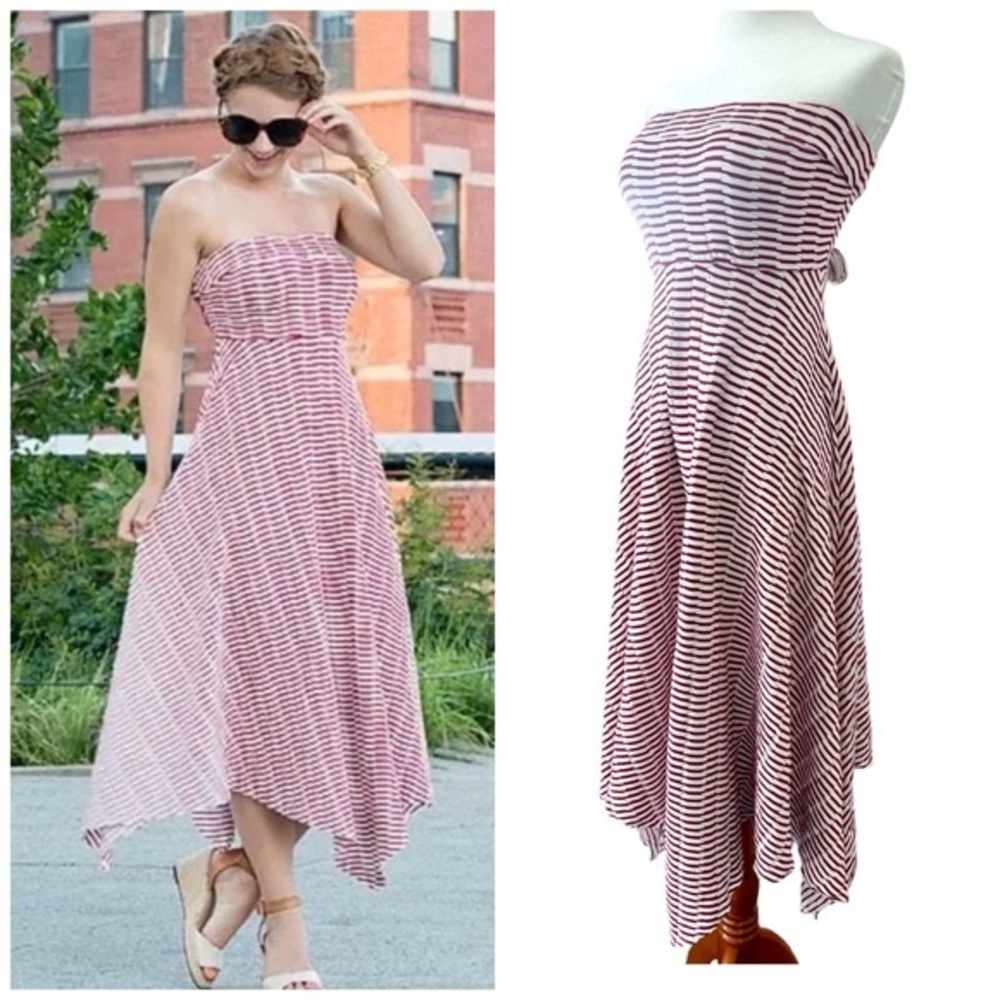 Anthropologie Maeve Caleta striped strapless handkerchief hem Dress size XS H118 - Picture 9 of 9